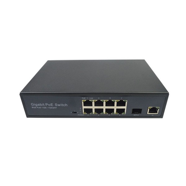 Unmanaged Gigabit Fiber Optic POE Switch 8Port+1Ge Uplink+1 SFP AC Input 100~240V