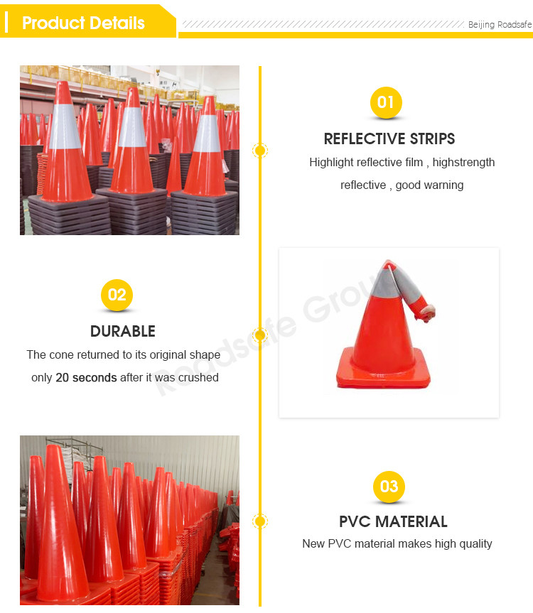Safety 700mm Traffic Warning Cones Orange Reflective Safety Cones 1.4kg
