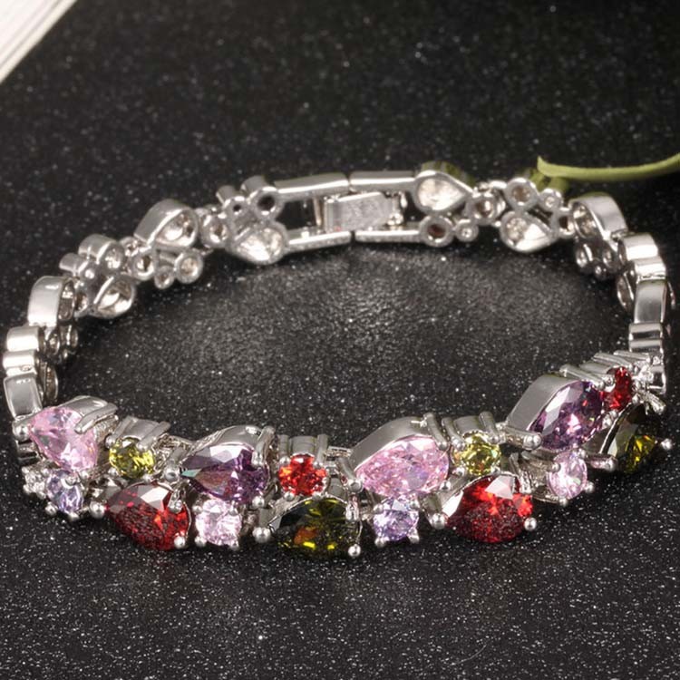 Gorgeous Cubic Zirconia Bracelet for Women Gold Plated Tennis Bracelet (JKS950SILVER)