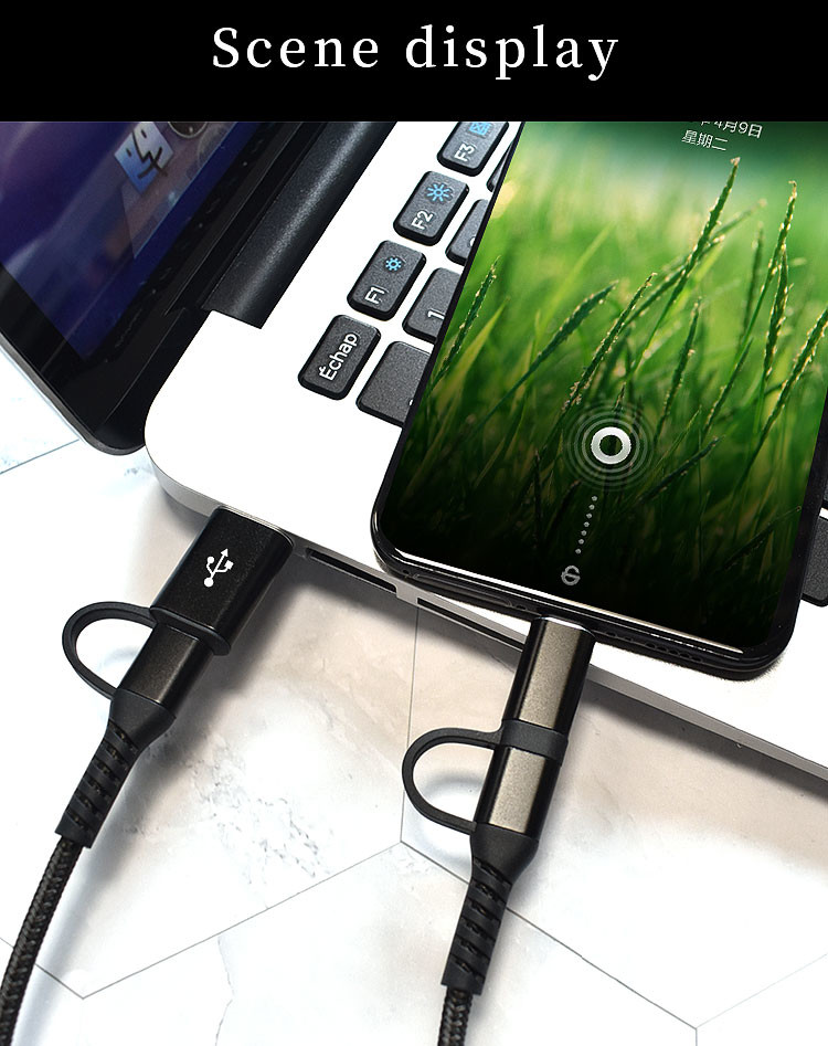 PD 60W Nylon Braided Lightning Cable Fast Charging 4 In One USB Cable