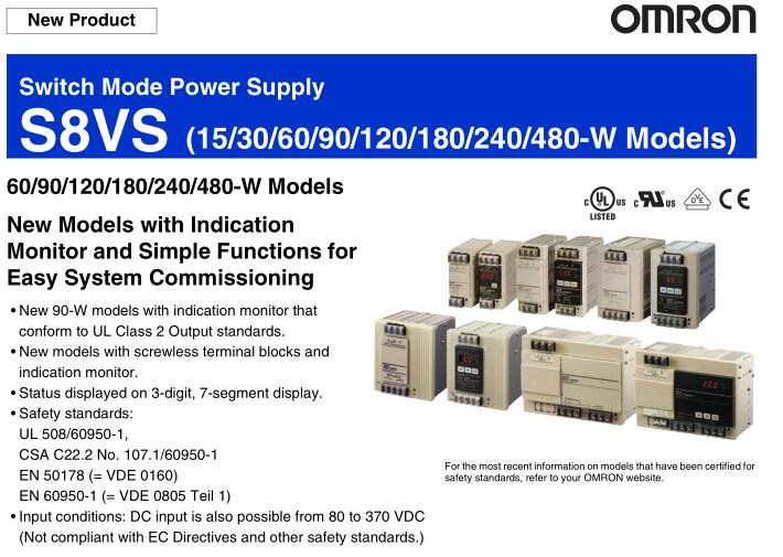 New Original OMRON Switch Mode Power Supply S8VS (15/30/60/90/120/180/240/480-W