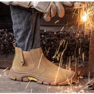 Quality Men'S Suede Kevlar Steel Toe Welding Safety Shoes Anti Smashing Rubber Work wholesale