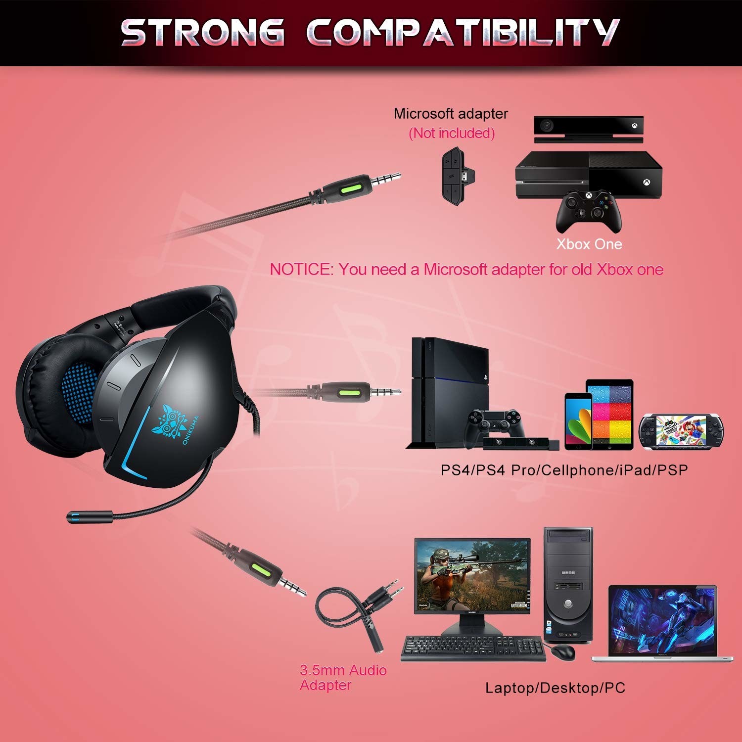 Dynamic Stereo Bass Sound 2.2m 100mA USB Gaming Headset