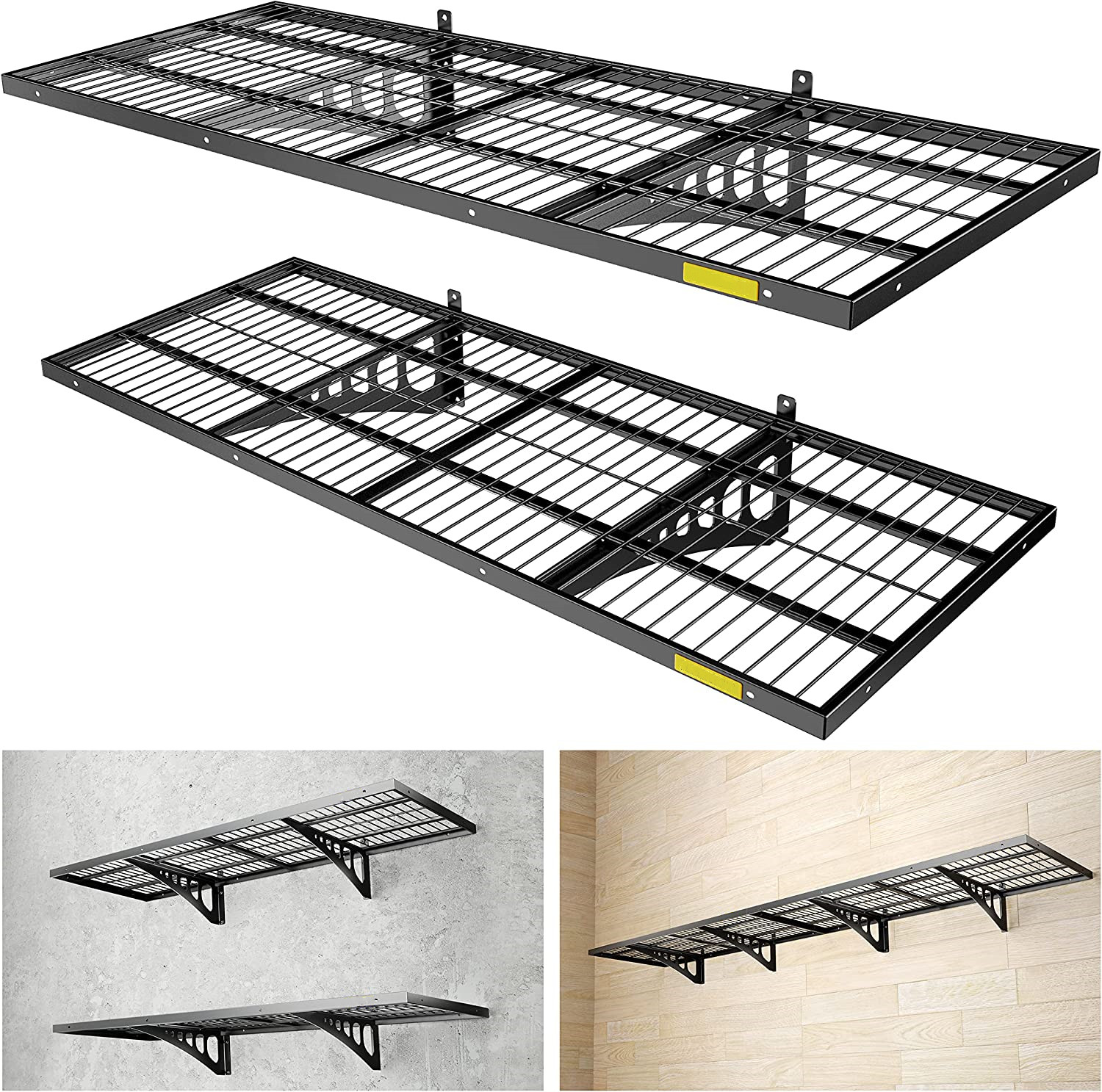 Single Tier Metal Garage Storage Wall Shelving Mounted Heavy Duty Sturdy Wall Shelves Strong Garage Organiser