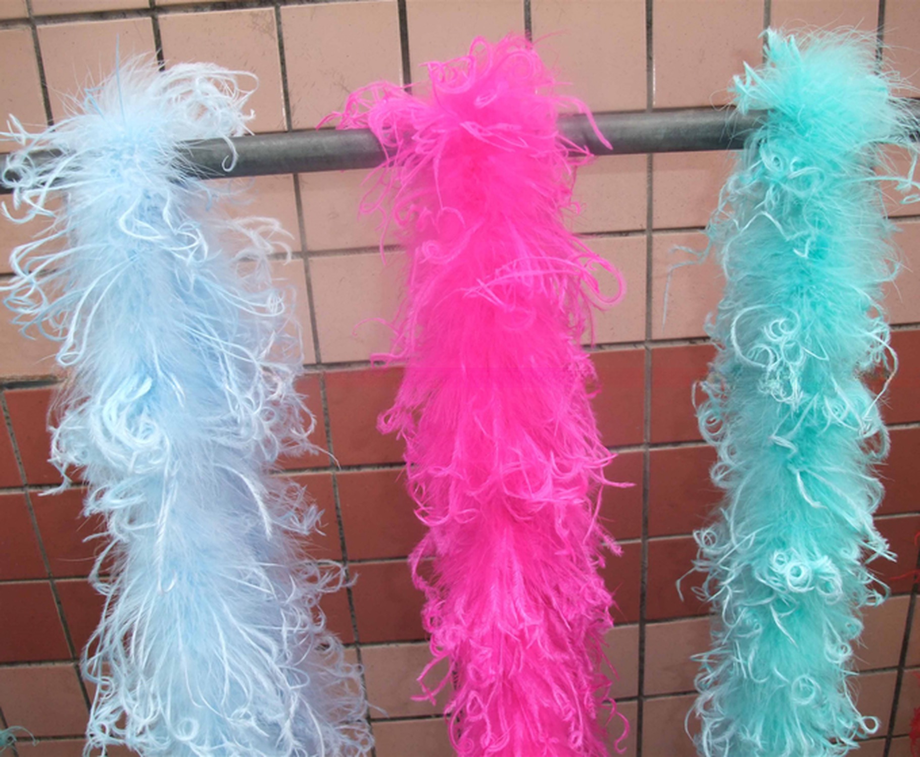 Dyed Marabou And Curly Ostrich Feather Scarf , Colorful Boa Scarf 9-11cm