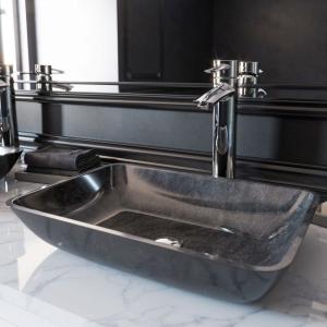 Quality Dark Green Bathroom Wash Basins 18 Inch Gray Onyx Handmade Rectangular wholesale