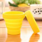 Candy Color 170ml Silicone Travel Mug Rose Silicone Collapsible Travel Cup