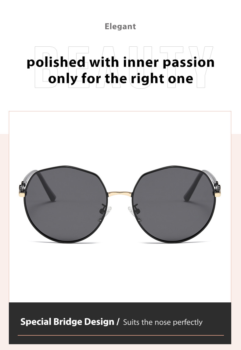 Female Round Metal Sunglasses Anti UV Lightweight Durable Longevity