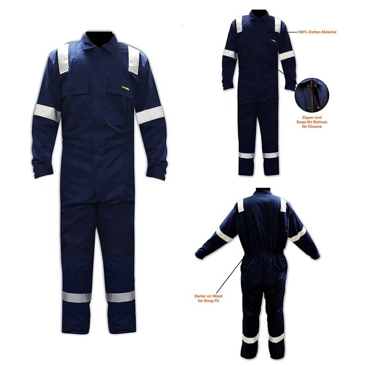 Custom Logo Industrial Worker Uniform Cotton Material Blue Grey Orange