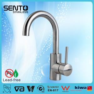 Quality Long neck steel body brushed finish kitchen sink mixer wholesale