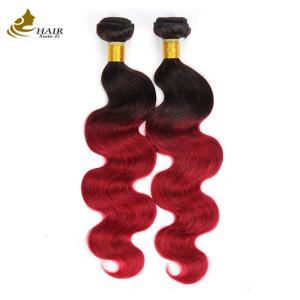 Quality Red Ombre Color Brazilian Human Hair Bundles With Closure wholesale