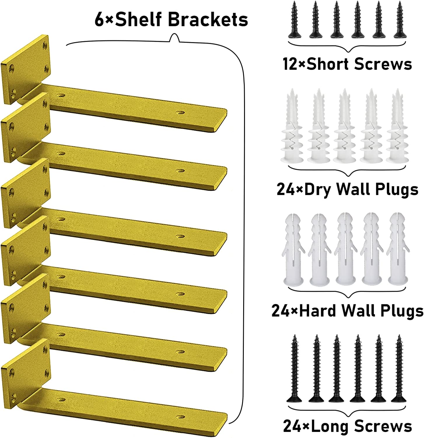 Gold L shape shelf strut bracket floating shelf wall bracket