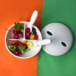 Baby Feeding Silicone Suction Divided Plate With Lid BPA Free Bunny Shape