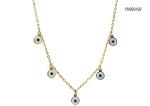 18k Gold Shell Pendant Jewelry 45cm Blue Devil's Eye Tassel Pendant Necklace