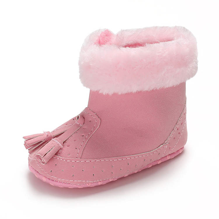 New designed Faux suede fluff 0-18 months infant Soft sole baby booties
