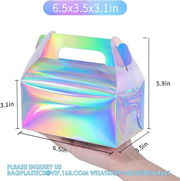 Holographic Gift Box Cake Candy Biscuit Packaging Portable Carton For Wedding