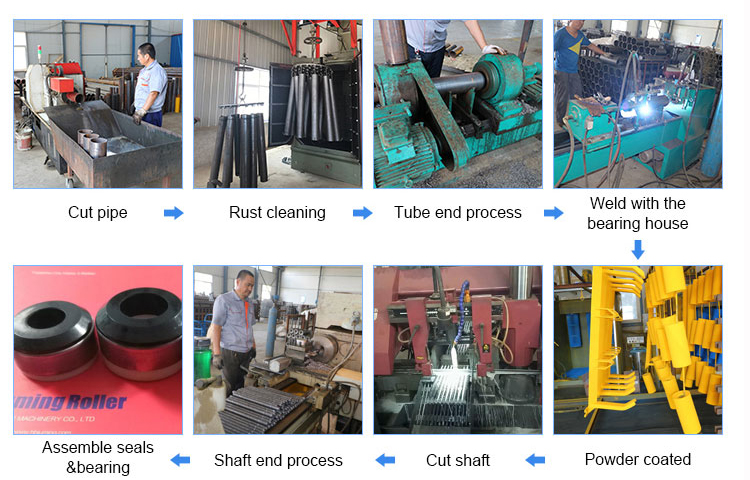 Customised Carbon Steel Idler Belt Conveyor Roller Ordinary Painting