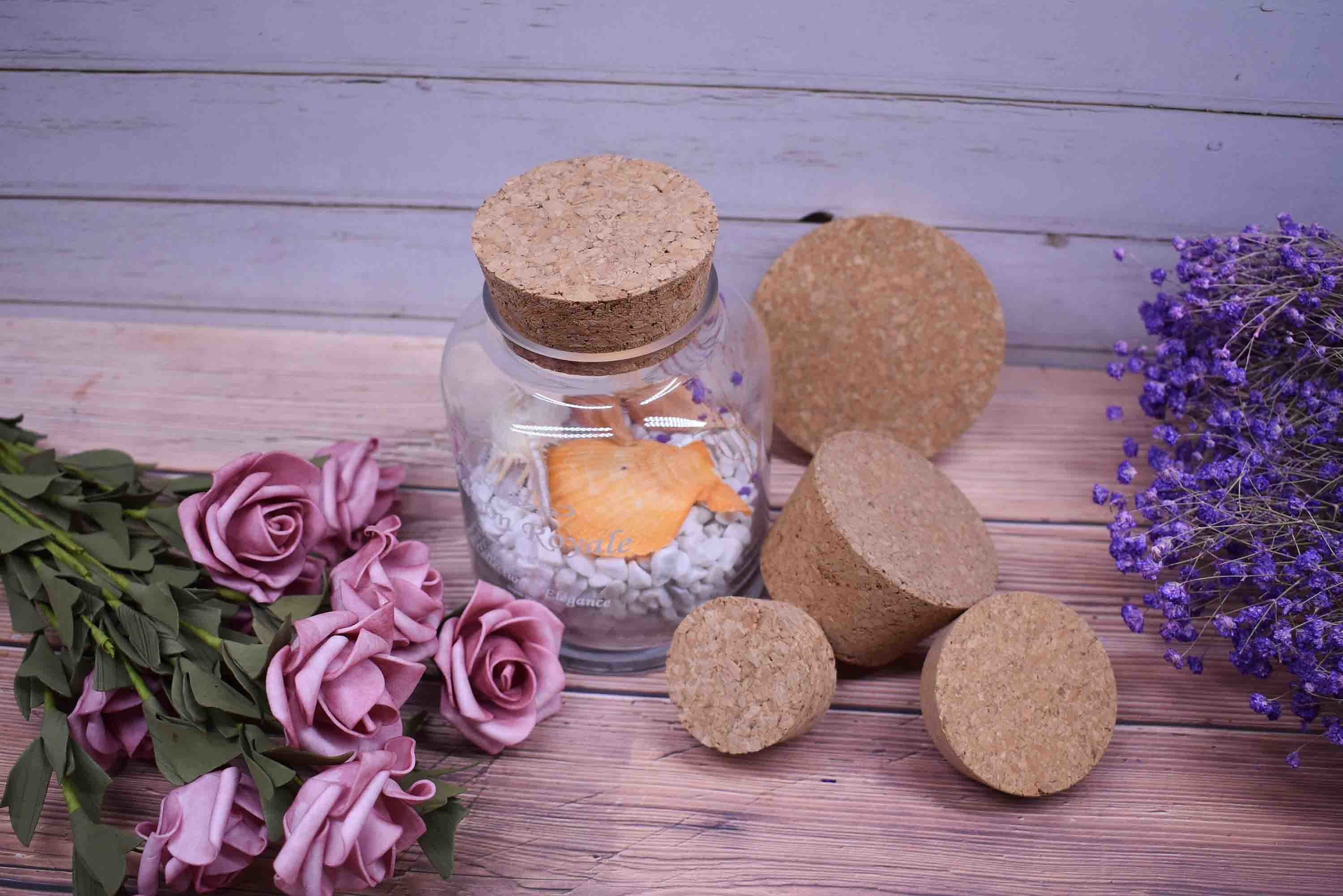 OEM Food Grade Concial Natural Cork Lids Tightly Seal For Storage Jar