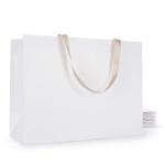 Large White Card Hot Stamping Custom Logo Printing Paper Bag for Clothes and