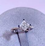 1.09ct Princess Cut Pave Lab Grown CVD IGI Certified Diamond 18K White Gold Ring