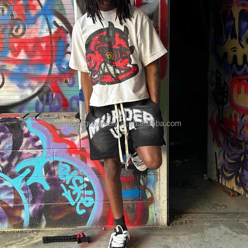 Custom Unisex Shorts Sport Acid Wash Vintage Plus Size 100% Cotton French Terry Shorts Screen Print Basketball Shorts for Women