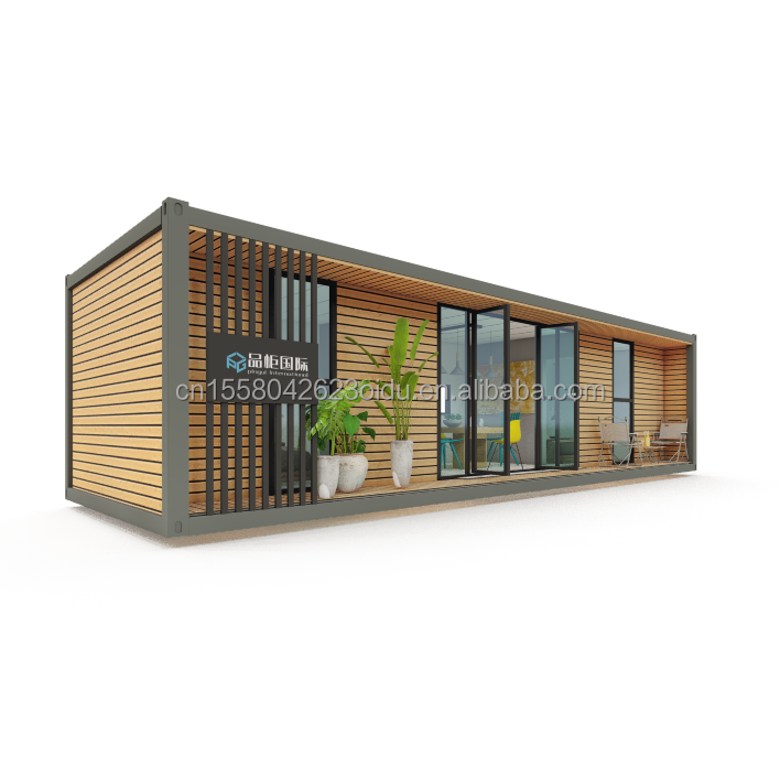 40ft Luxury Container Wooden House with 2 Bedrooms Prefabricated Home Office Modern Design Galvanized Steel Bending 180g