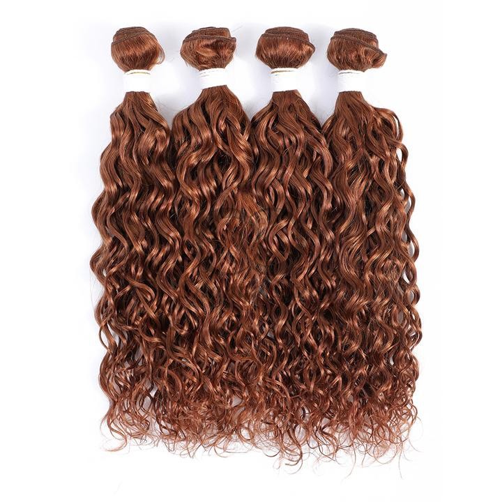 #30 Medium Auburn Water Wave Remy Human Hair Bundles Sew In Weave Bundles Brazilian Bundle Deals