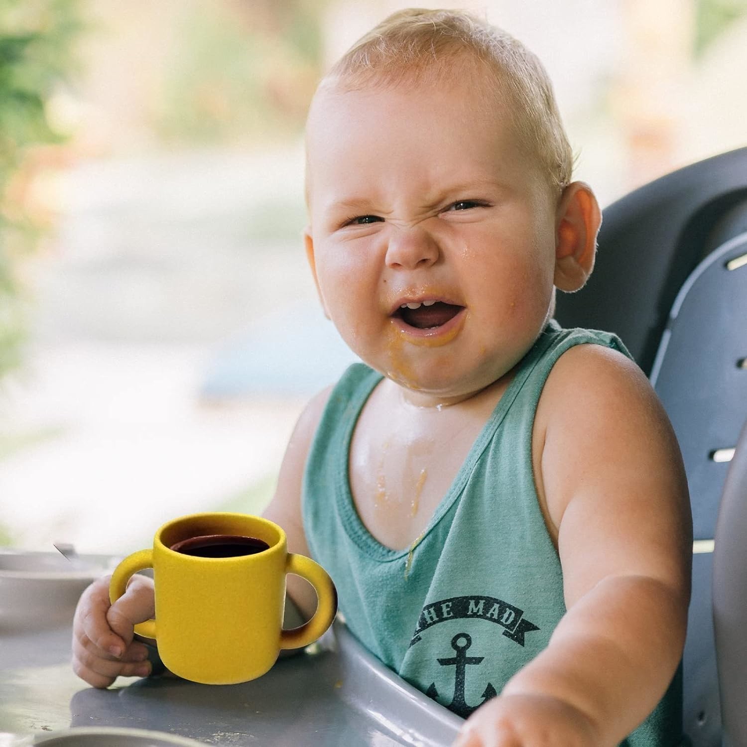 2 ears Silicone Training Cups for Baby and Kids, Toddler Learning Cups with Handles, BPA Free, Microwave and Dishwasher
