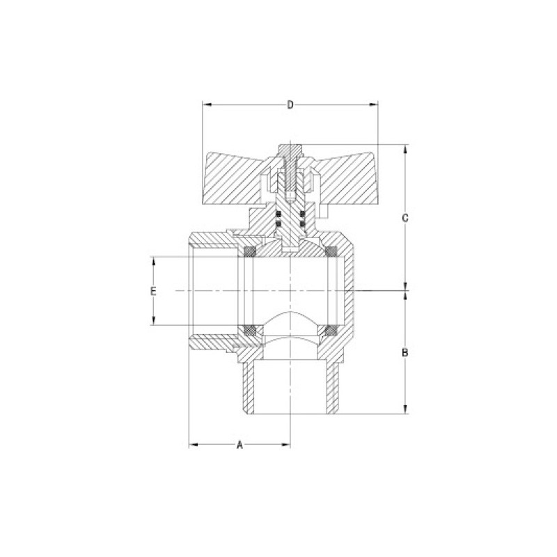 Smooth Male X Female Threaded Brass Gas Ball Valve PTFE M1" X F1" Brass T Handle Gas Valve