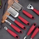 Premium Kitchen Gadget Set Stainless steel Utensils with Soft Touch Red Handles