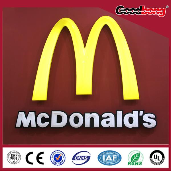 vacuum forming chorme waterproof anti-wind illuminated advertising chain store