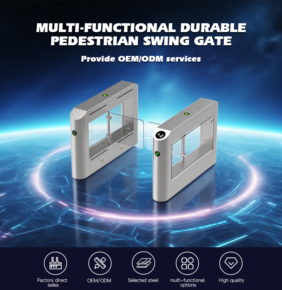 HCW SS304 Pedestrian Access Control Barrier Turnstile Gate 3.6cm Card Reading