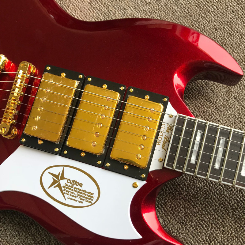 Custom SG Electric Guitar with Metal Red Color