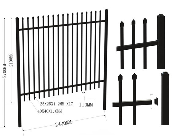 China factory high quality galvanized Tubular Iron Fencing galvanized for sale