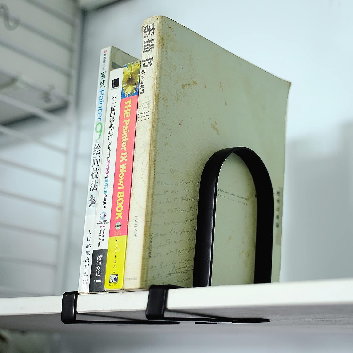 Iron Heavy-Duty Clamped Book Ends for Shelves Non-Skid Book Stoppers Supports Brackets