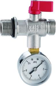 Quality 6000 Nickel Plated Manifold Parts Brass Test Valve Ball Type DN15 Male x Male Threaded with Bottom Pressure Meter Outlet wholesale