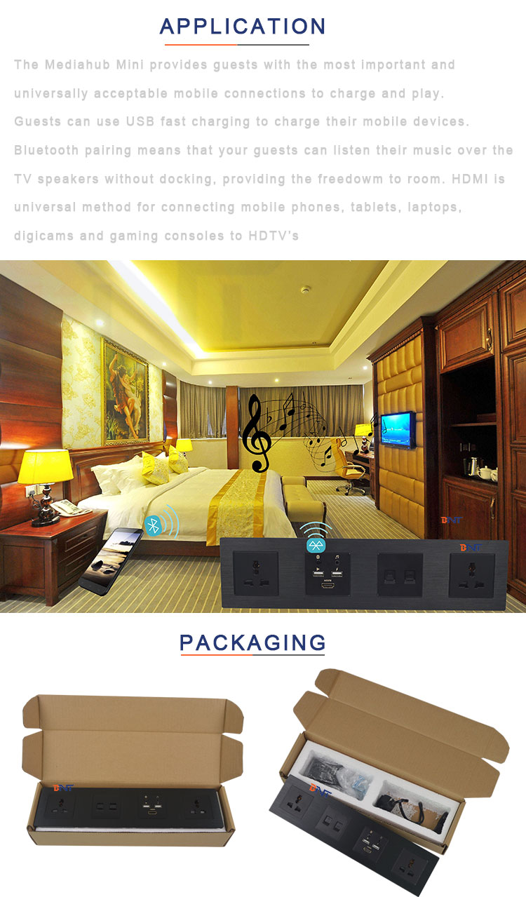 universal power electrical wall mounted power socket media hub for hotel room