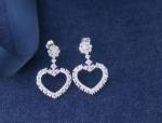 Eternity Heart Cubic Zirconia 925 Sterling Silver Dangle Earrings ODM