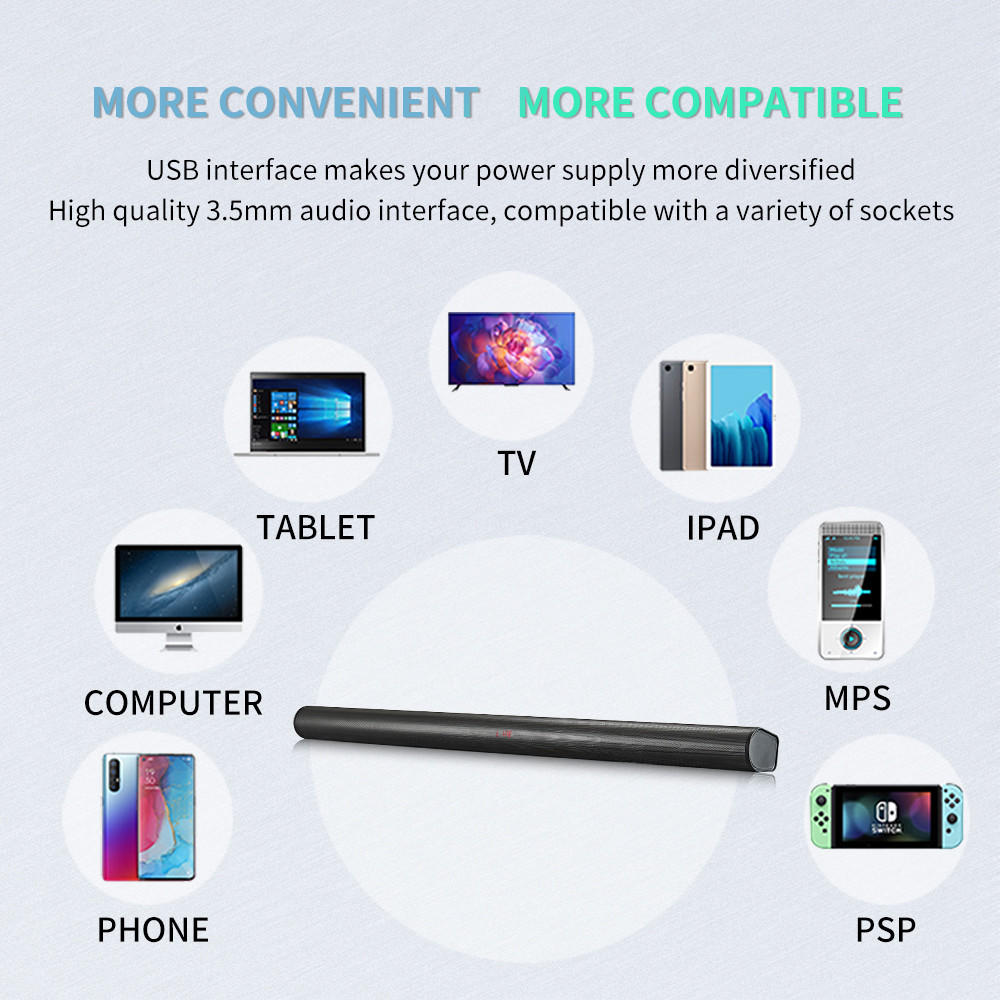 ROHS Certified Sleek Design FM Radio Wireless Soundbar Speaker For Tablet