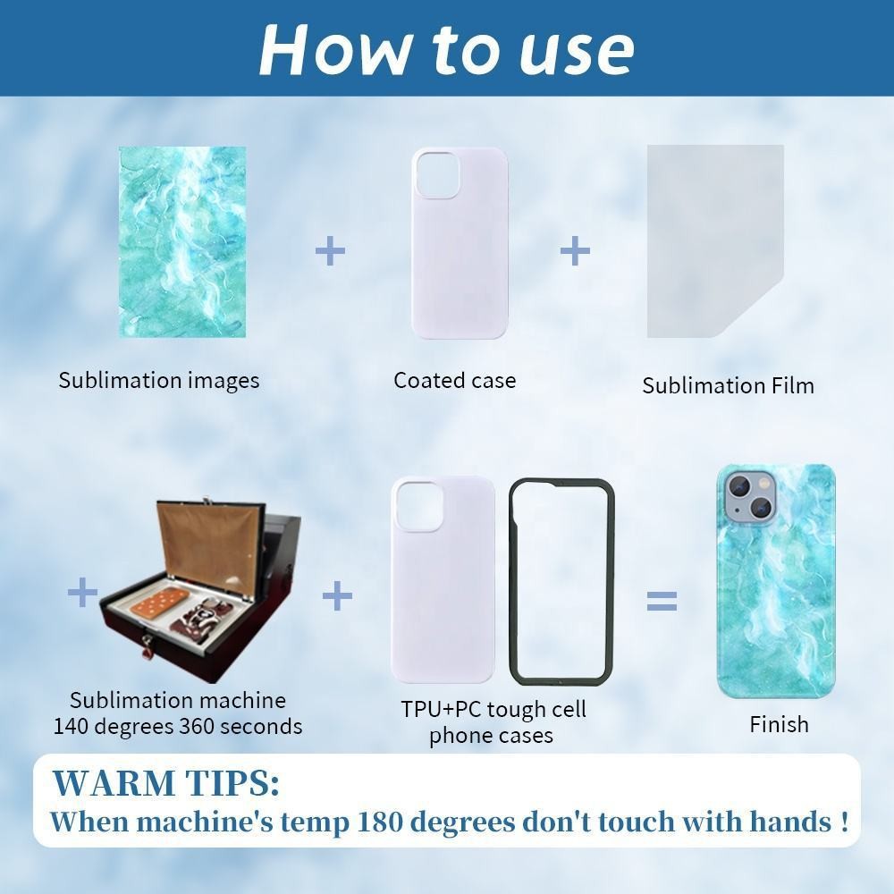 2 In 1 Double Layer 3D Sublimation Tough Phone Case With Frame For IPhone 16 15 14 13 Pro Plus Max