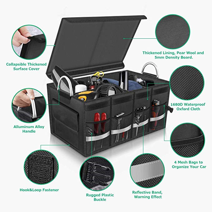 Multi Compartments Car Trunk Organizer Bag Vehicle Trunk Storage Large Storage Capacity