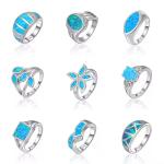 Blue Vermeil Opal Inlay Wedding Band Womens Jewelry 925 Silver