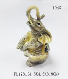 Quality Hot sale elephant box elephant metal trinket box pewter elephant jewelry box for gift wholesale