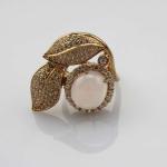 Rose Gold Plated 925 Silver Ring withGenuine Rose Quartz and Cubic Zirconia