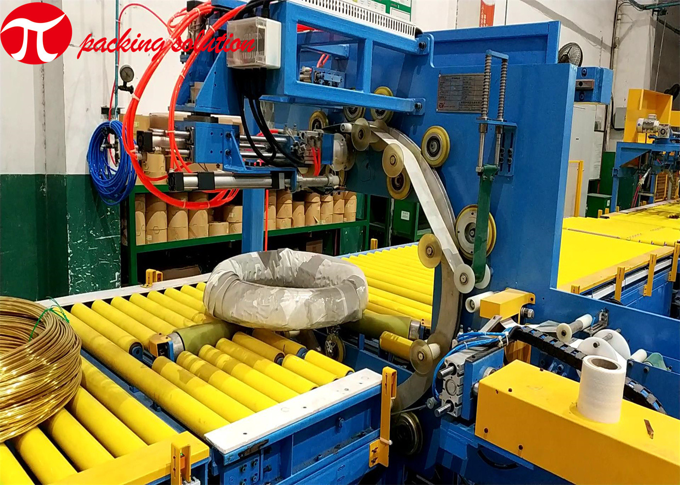 Tilting Copper Coil Packing Line 800mm Copper Wire Wrapping Machine