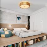 Modern Natural Wooden Ceiling Lamp for Bedroom Rubber Round Wooden ceiling lamp
