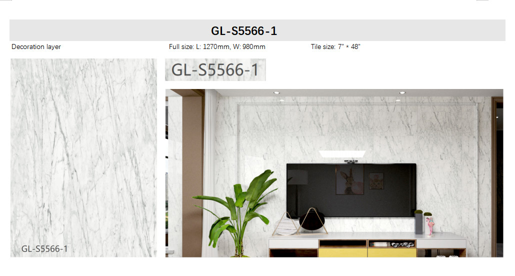 5mm Biodegradable Marble Style Vinyl Flooring Flame Retardant Anti Shock Grayish White GKBM Greenpy GL-S5566-1