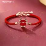 19.5cm 2.9 Gram Sterling Silver Jewelry Bracelets Heart CZ Red String Bracelet