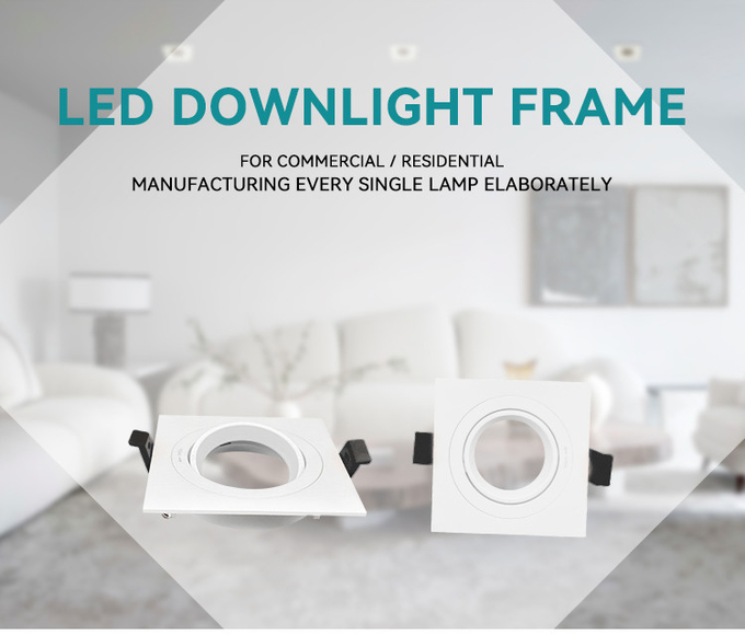 Commercial Square Recessed Spotlight Frame with 20° Tilt and Rotating Housing