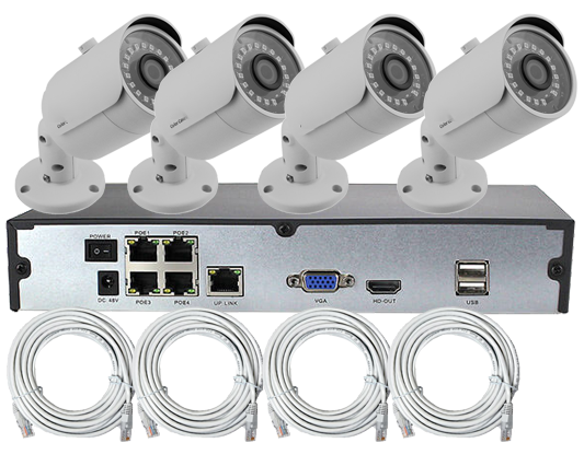 H.265 2MP 4MP Bullet Camera Outdoor POE NVR IP Camera Home Security Kit